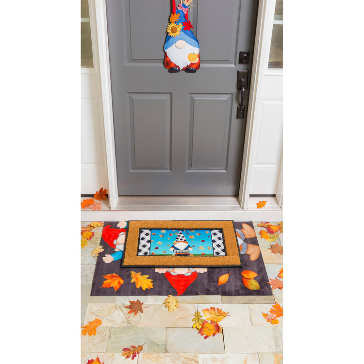 Give Thanks Fall Gnome Door Hanger; Burlap 17"Lx9"W