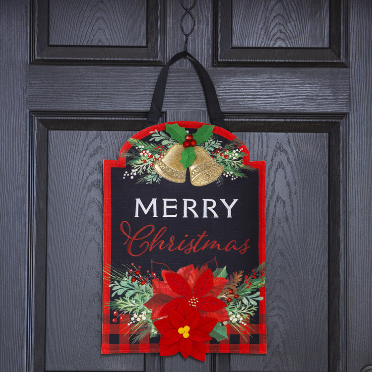 Christmas Joy Door Hanger; Burlap 20"Lx14"W