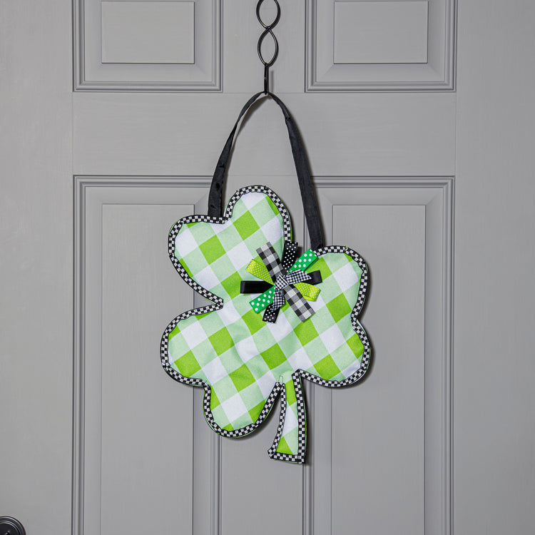 St.Patrick's Day Check Clover Door Hanger