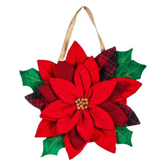 "Poinsettia" Door Hanger; Burlap 22.5"Lx24"W