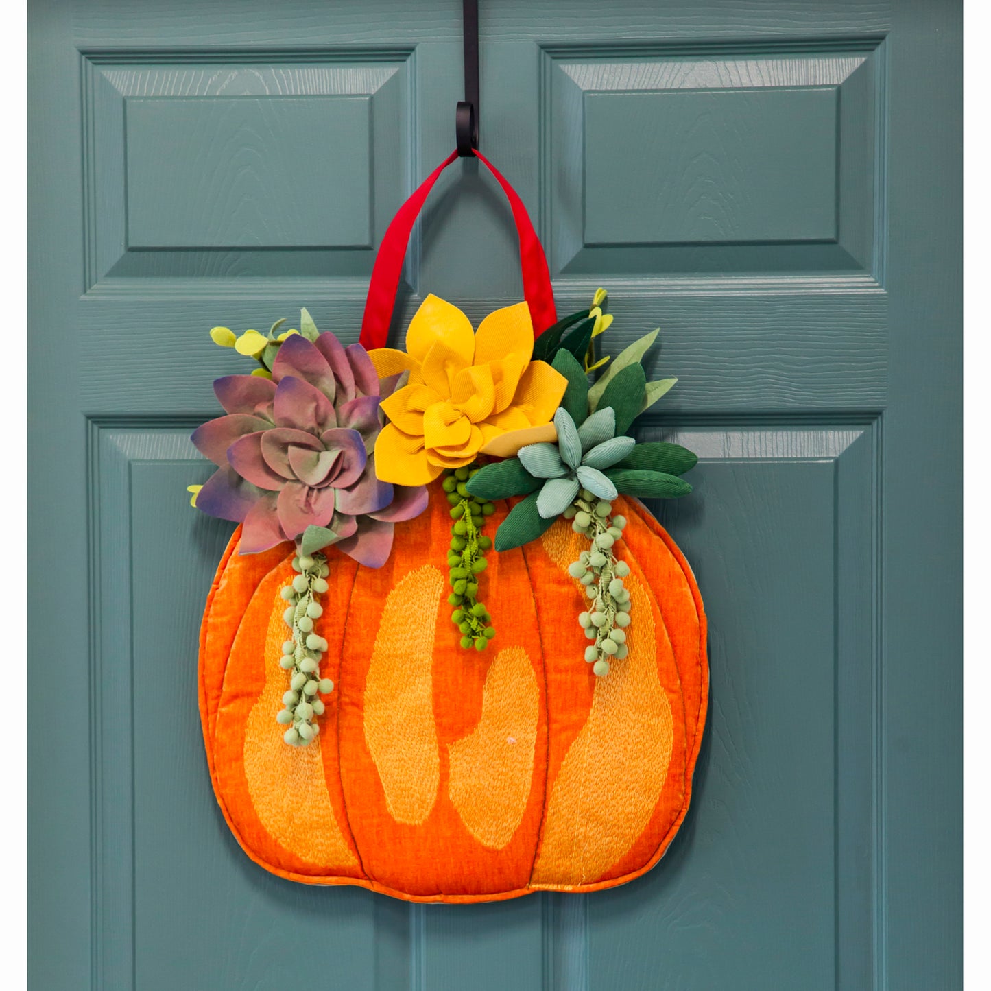 Fall Succulents Door Hanger; Burlap 26"Lx16.5"W