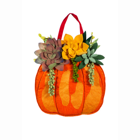 Fall Succulents Door Hanger; Burlap 26"Lx16.5"W