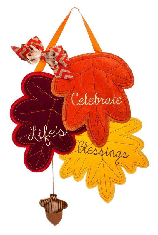 Celebrate Lifes Blessings Fall Door Hanger; Felt 24"Lx17"W