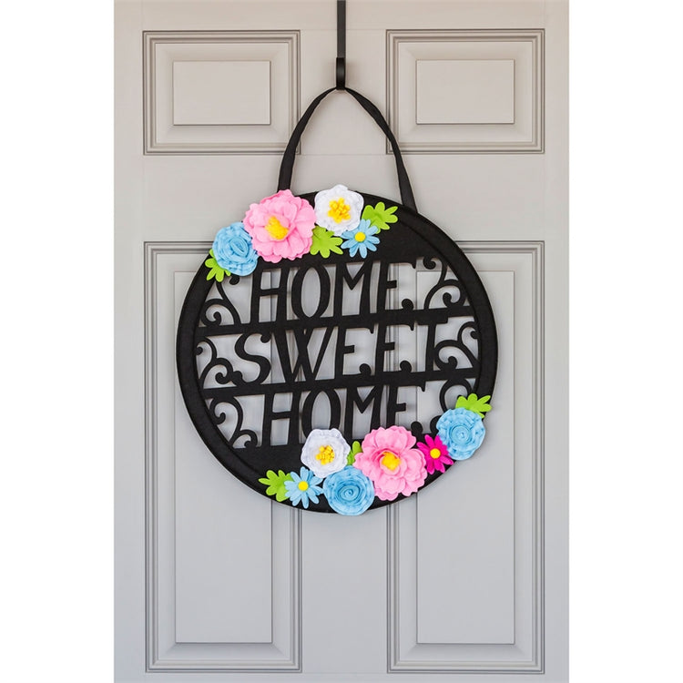 Floral Home Sweet Home Door Hanger; Felt 20"Lx20"W