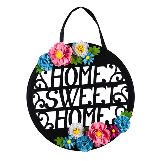Floral Home Sweet Home Door Hanger; Felt 20"Lx20"W