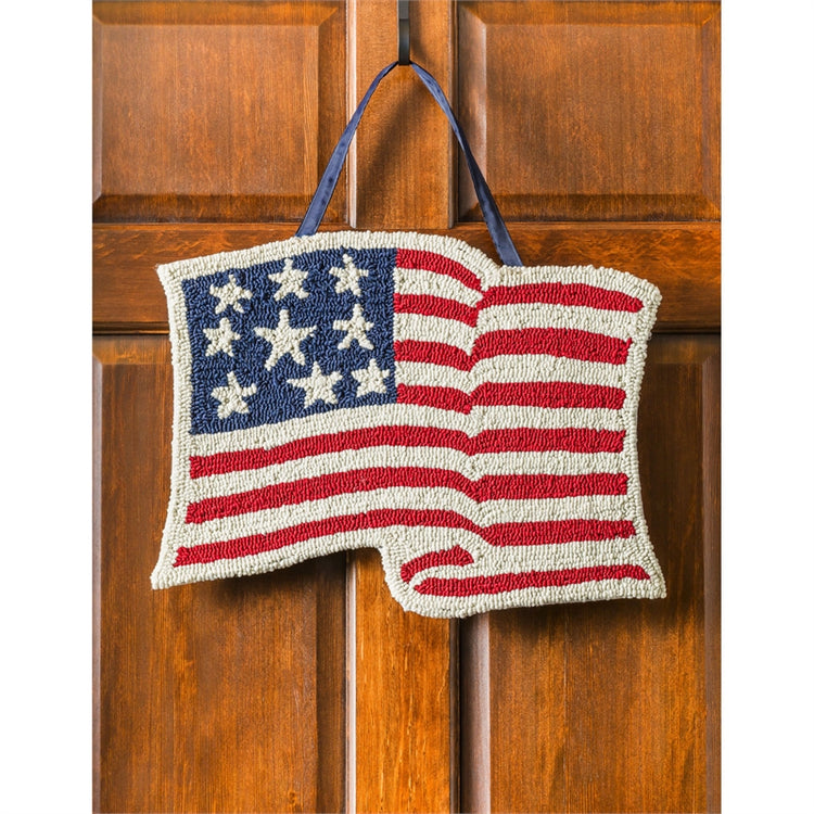 American Flag Hooked Door Hanger; Polypropylene