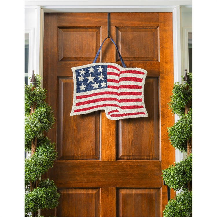 American Flag Hooked Door Hanger; Polypropylene