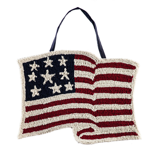 American Flag Hooked Door Hanger; Polypropylene