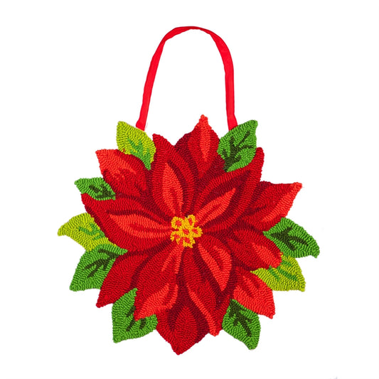 "Poinsettia" Hooked Door Hanger; Polypropylene 20"Lx18"W