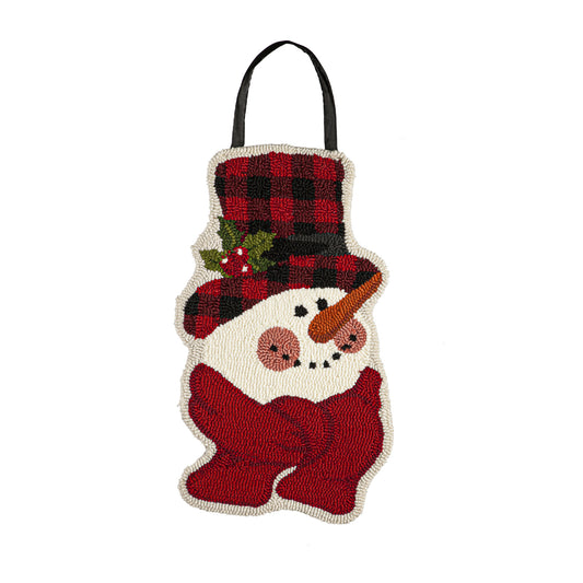 Buffalo Check Snowman Hooked Door Hanger; Polypropylene 22"Lx13"W