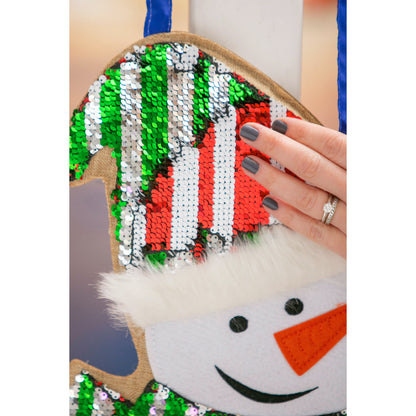 "Winter Snowman" Reversible Sequin Door Hanger; 20"Lx13.5"W