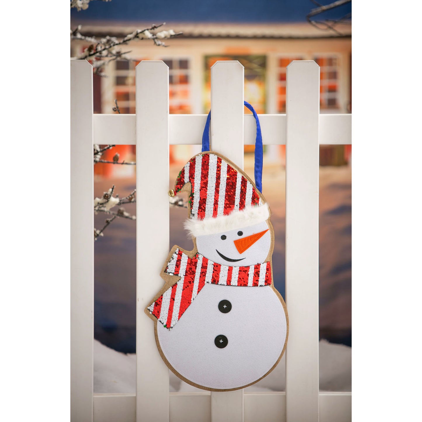 "Winter Snowman" Reversible Sequin Door Hanger; 20"Lx13.5"W