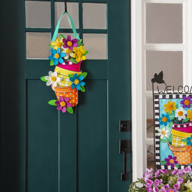 Stacked Flower Pots Door Hanger