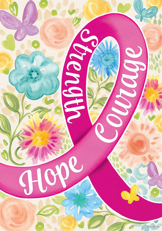 "Hope, Courage, Strength" Printed Seasonal Garden Flag; Polyester