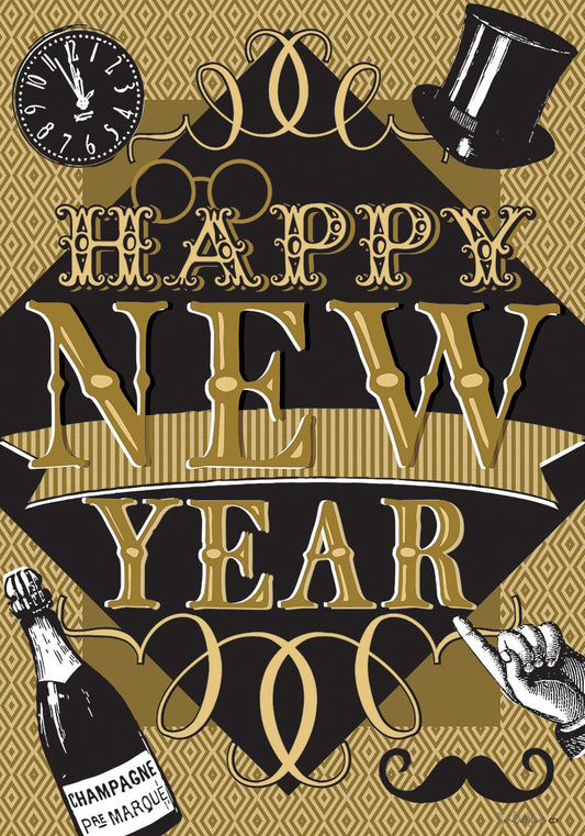 Happy New Year Printed Garden Flag; Polyester