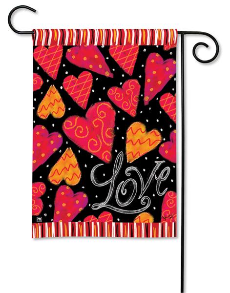Love Hearts Printed Garden Flag; Polyester