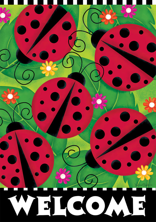 Ladybug Welcome House Flag