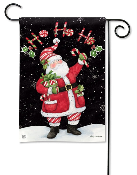 Candy Cane Santa Printed Seasonal Garden Flag; Polyester