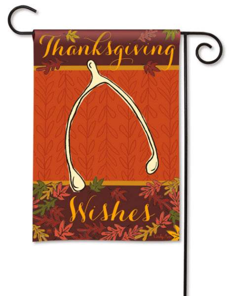 "Thanksgiving Wishbone" Printed Seasonal Garden Flag; Polyester