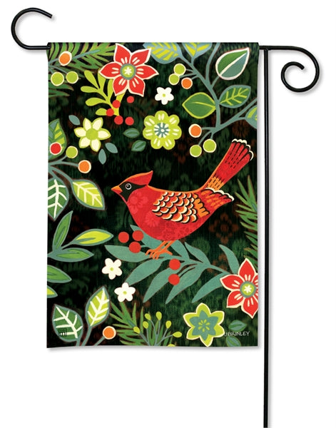 Folk Holiday Cardinal Printed Seasonal Garden Flag; Polyester