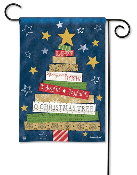 "Songs of Christmas Holiday Tree" Printed Seasonal Garden Flag; Polyester