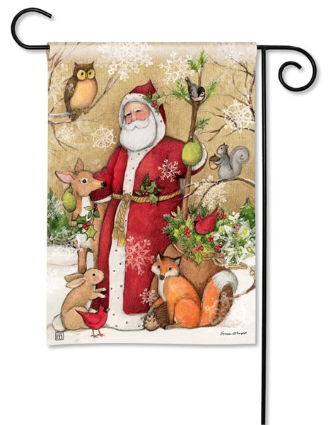 "Woodland Santa" Printed Seasonal Garden Flag; Polyester