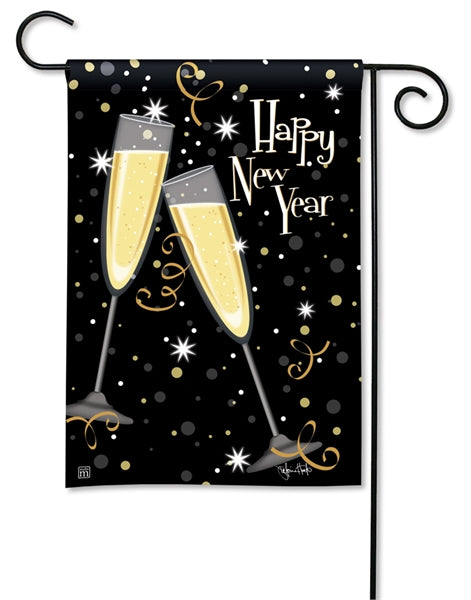 "New Years Toast" Printed Seasonal Garden Flag; Polyester