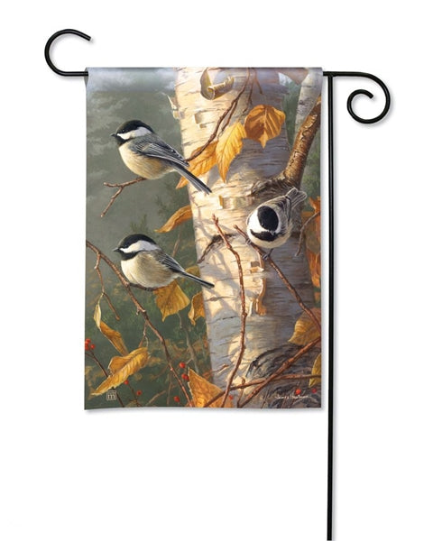 Chickadee Trio Garden Flag