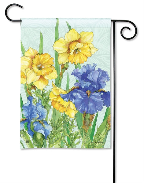Daffodils and Irises Printed Seasonal Garden Flag; Polyester