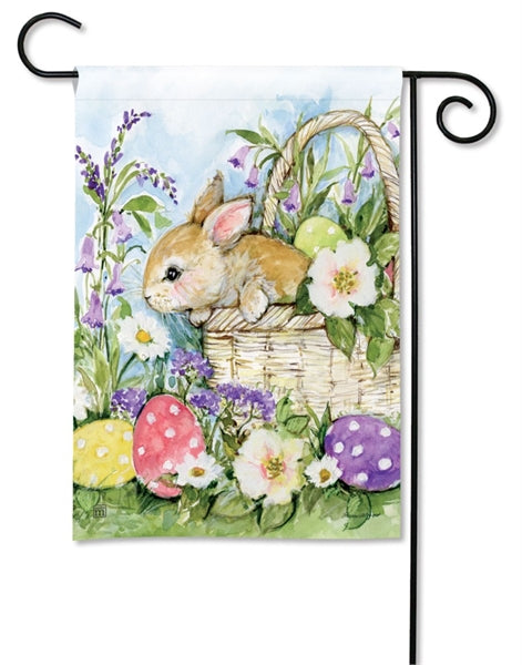 Easter Bunny Basket Printed Garden Flag; Polyester 12.5"x18"