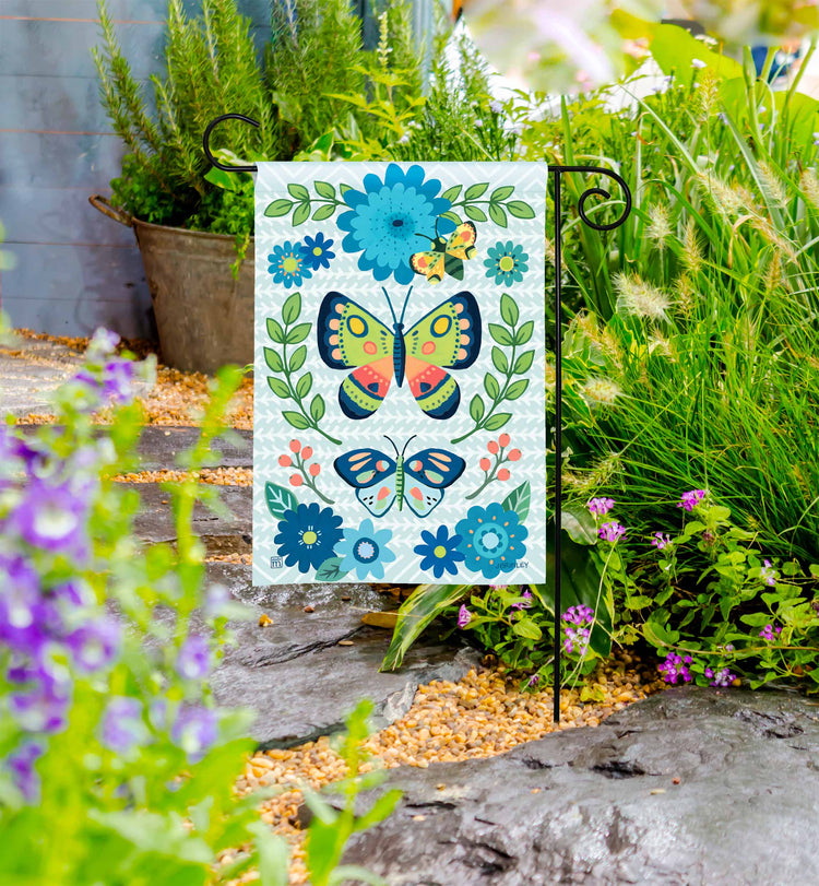 Colorful Butterfly Wings Garden Flag
