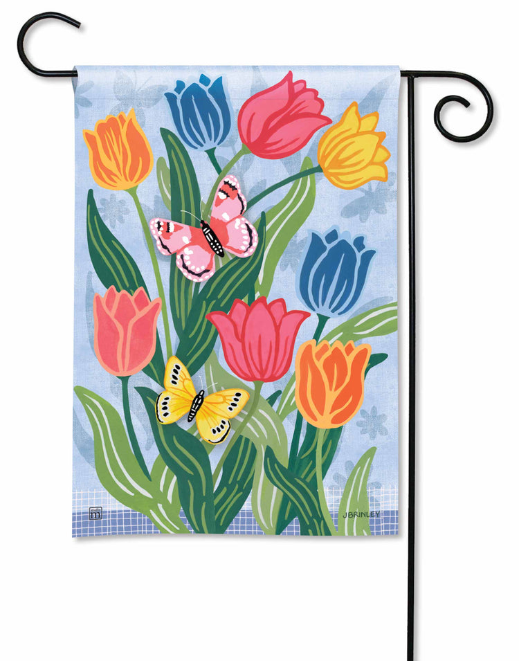 Tulip Tango Printed Garden Flag; Polyester 12.5"x18"