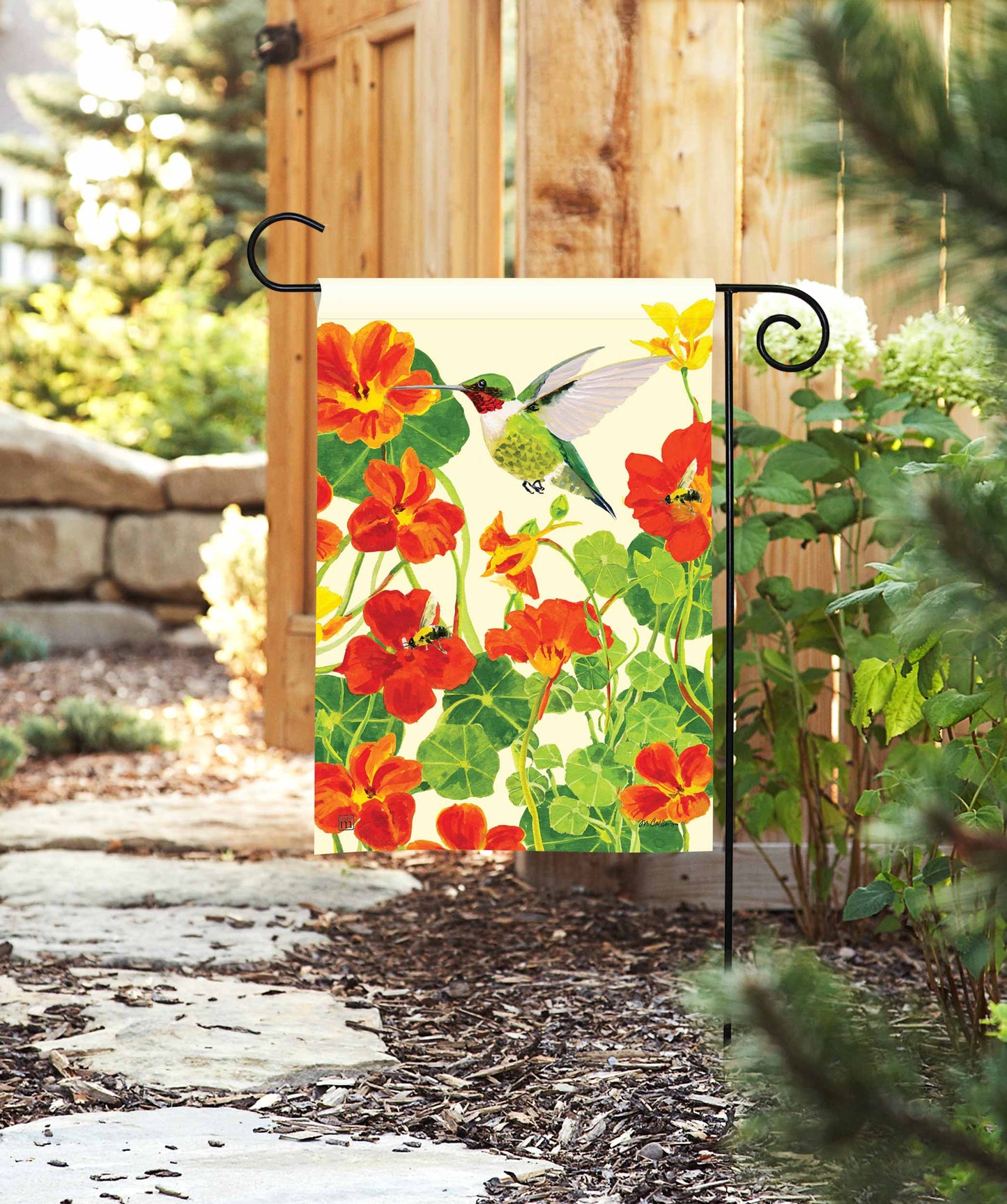 Don't Fly Away Hummingbird Garden Flag