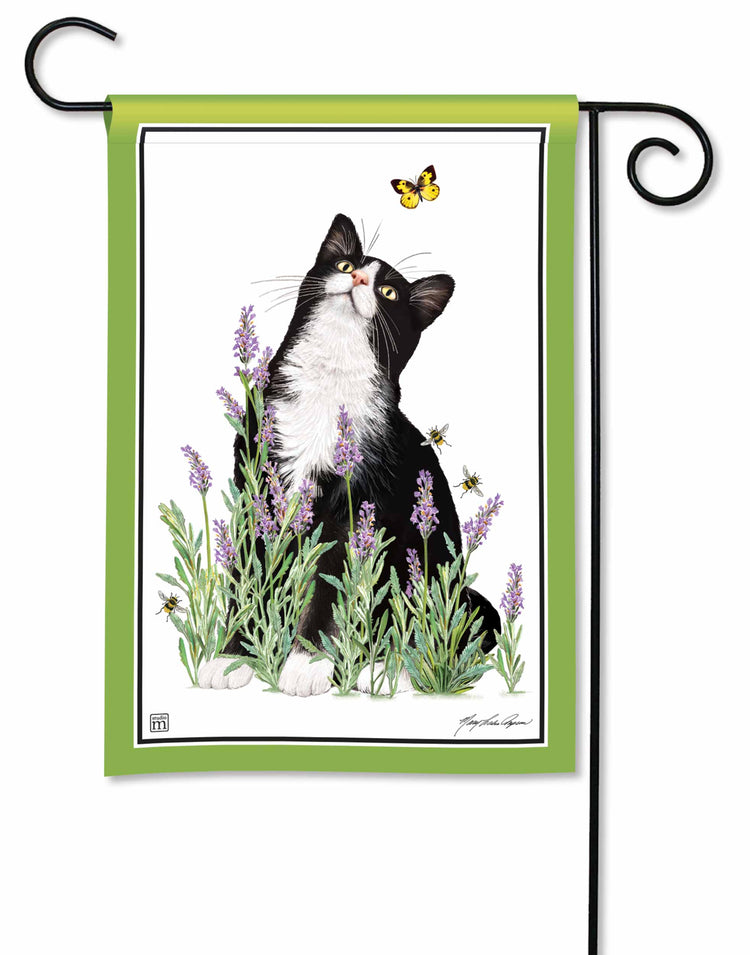 Lavender Cat Printed Garden Flag; Polyester 12.5"x18"