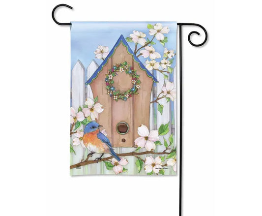 Dogwood Birdhouse Garden Flag