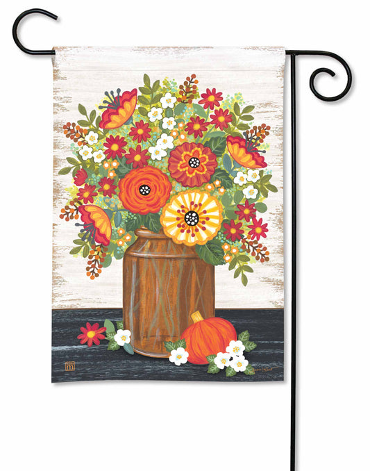 Rustic Fall Flowers Garden Flag