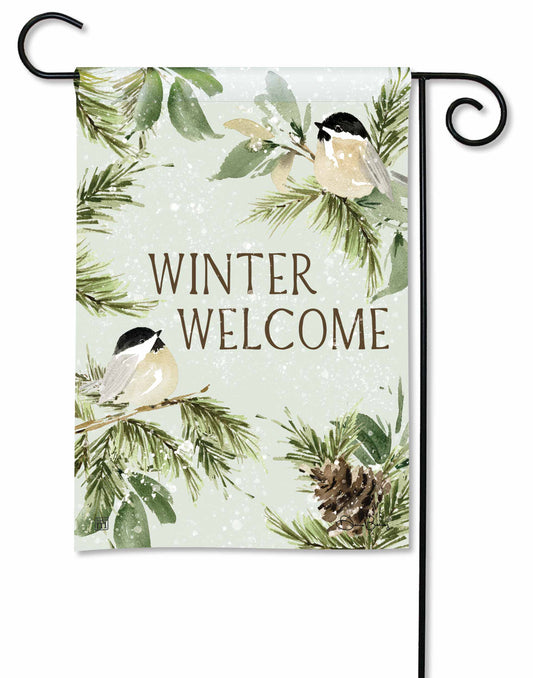 Winter Chickadee Printed Garden Flag; Polyester 12.5"x18"