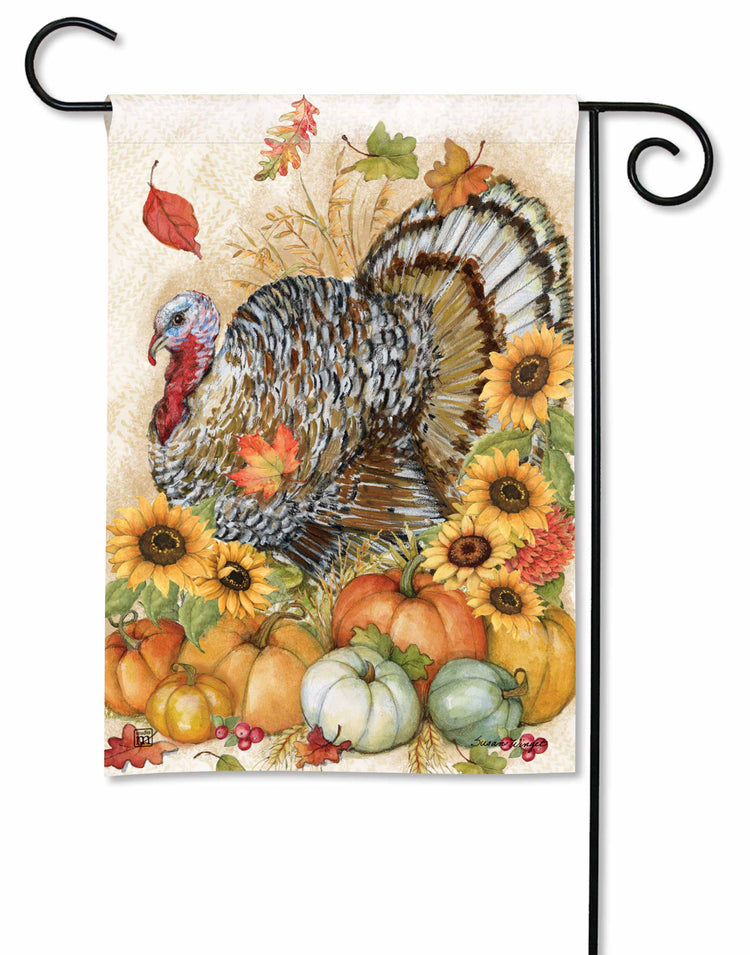 Harvest Turkey Printed Garden Flag; Polyester 12.5"x18"