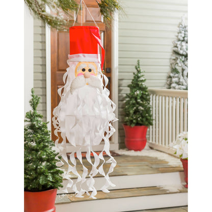 Santa Claus 3D Windsock; Polyester 7"x7"x36"L