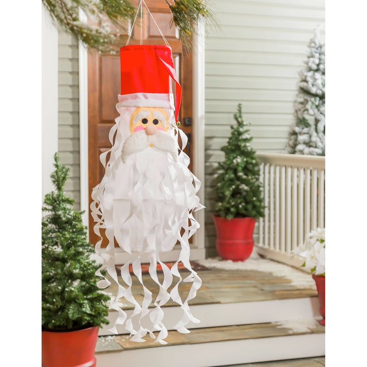 "Santa Claus" 3D Seasonal Windsock; Polyester 7"x7"x36"L