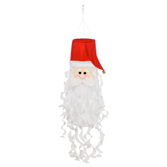 "Santa Claus" 3D Seasonal Windsock; Polyester 7"x7"x36"L