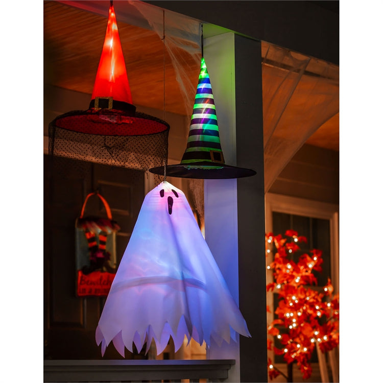 Striped Witch Hat 3D Chasing Light Hanging Décor; 17"x17"L