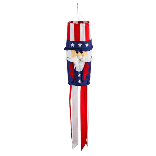Uncle Sam 3D Seasonal Windsock; Polyester 10.9"x48"L