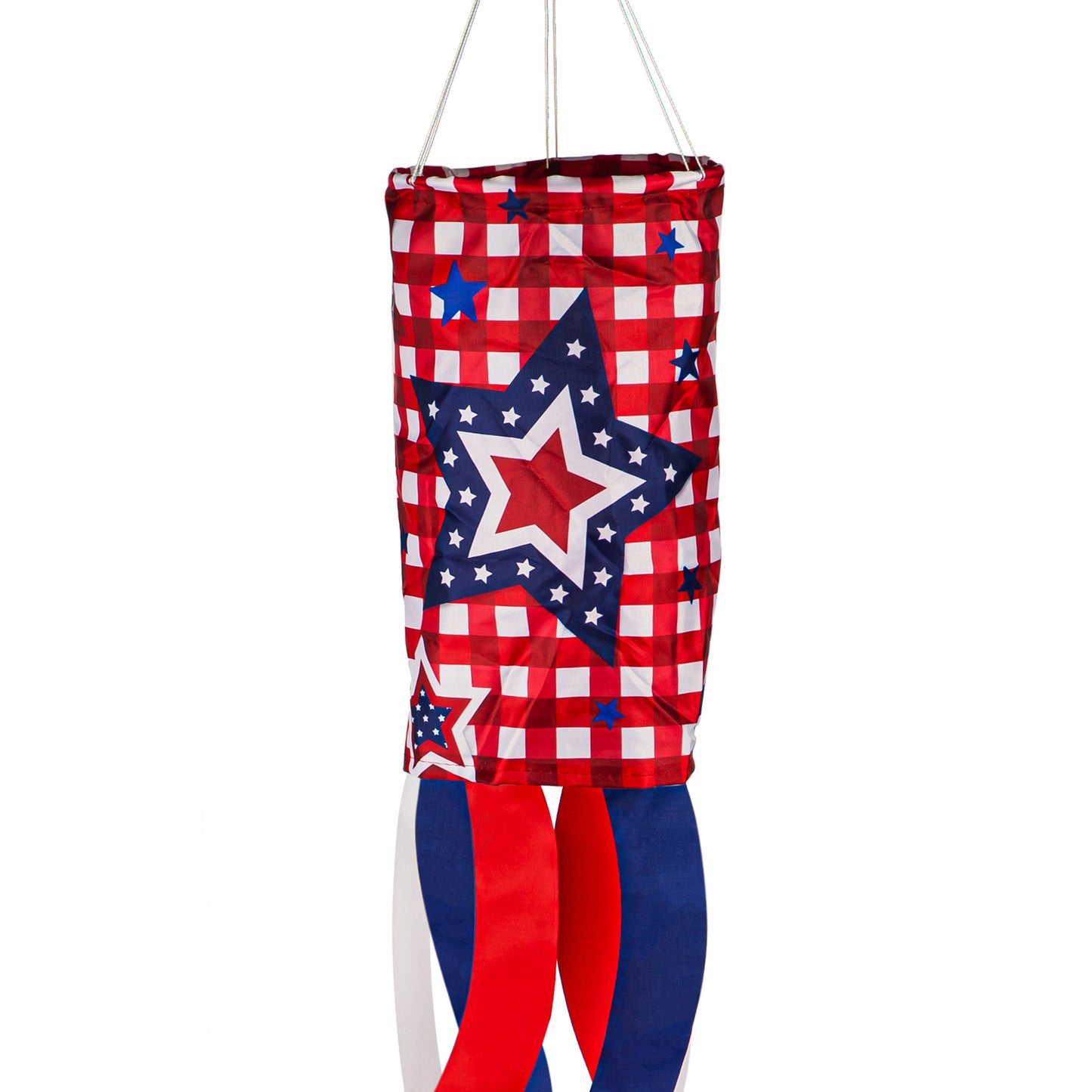 Patriotic Stars & Checks Windsock