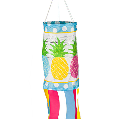 Hello Summer Pineapple Windsock; Polyester 7"ODx38"L