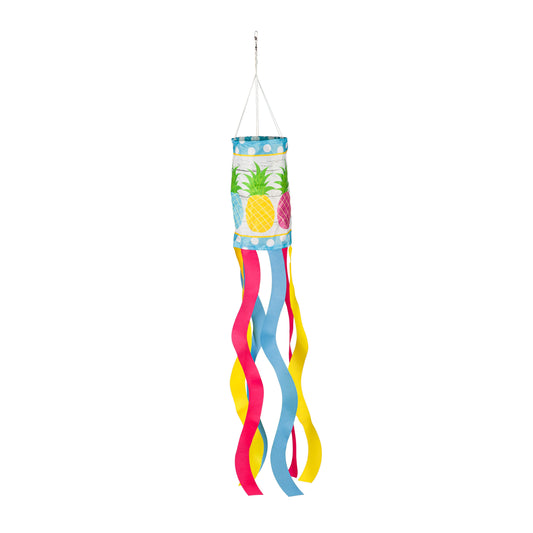 Hello Summer Pineapple Windsock; Polyester 7"ODx38"L