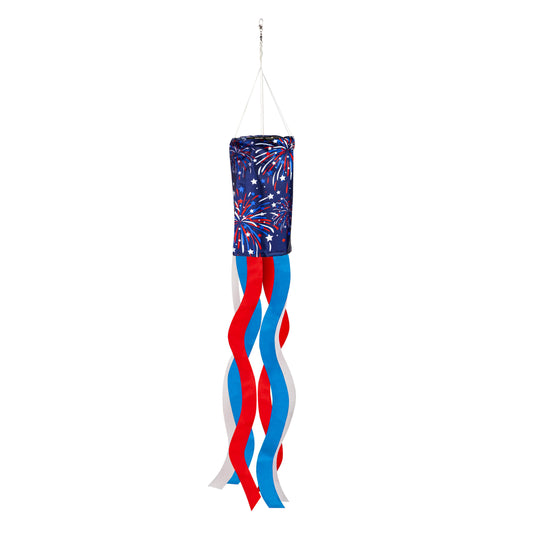 Fireworks Solar Lit Windsock; Polyester 6"ODx40"L