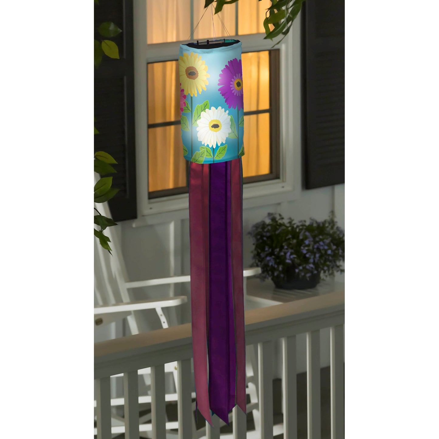 Gerbera Daisies Solar Motion Windsock; 7.08"ODx37.8"L