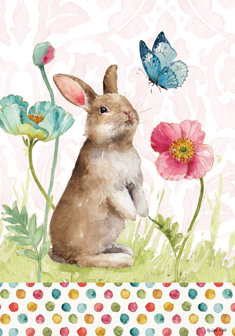 Bunny & Flowers Printed House Flag; Polyester 28"x40"