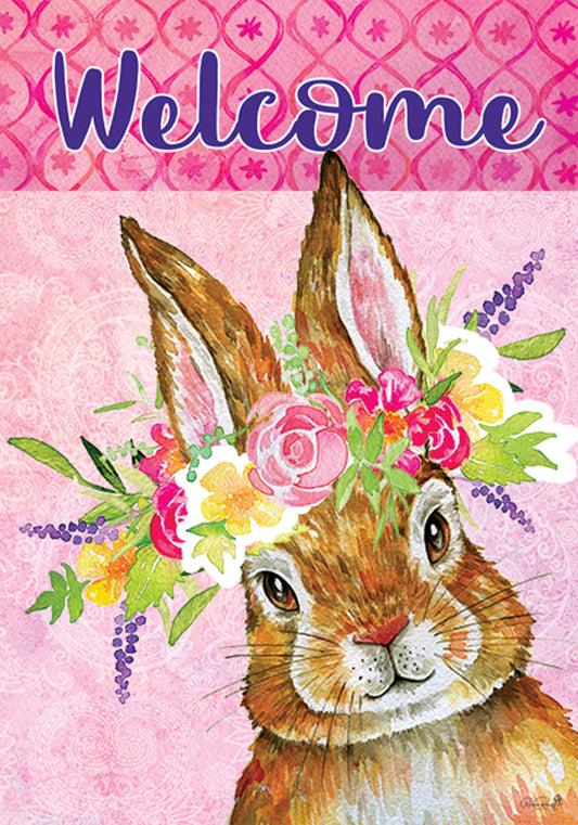 Bunny Wreath Garden Flag